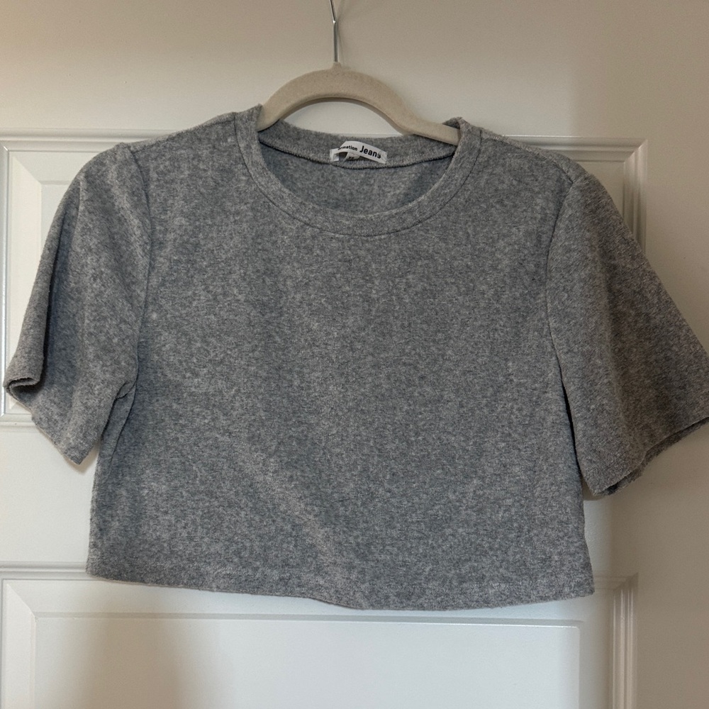 Reformation Heather Gray Cropped Tee